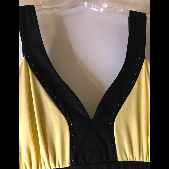 Johnathan Martin Size 6 Yellow & Black Midi Dress - Picture 7 of 13